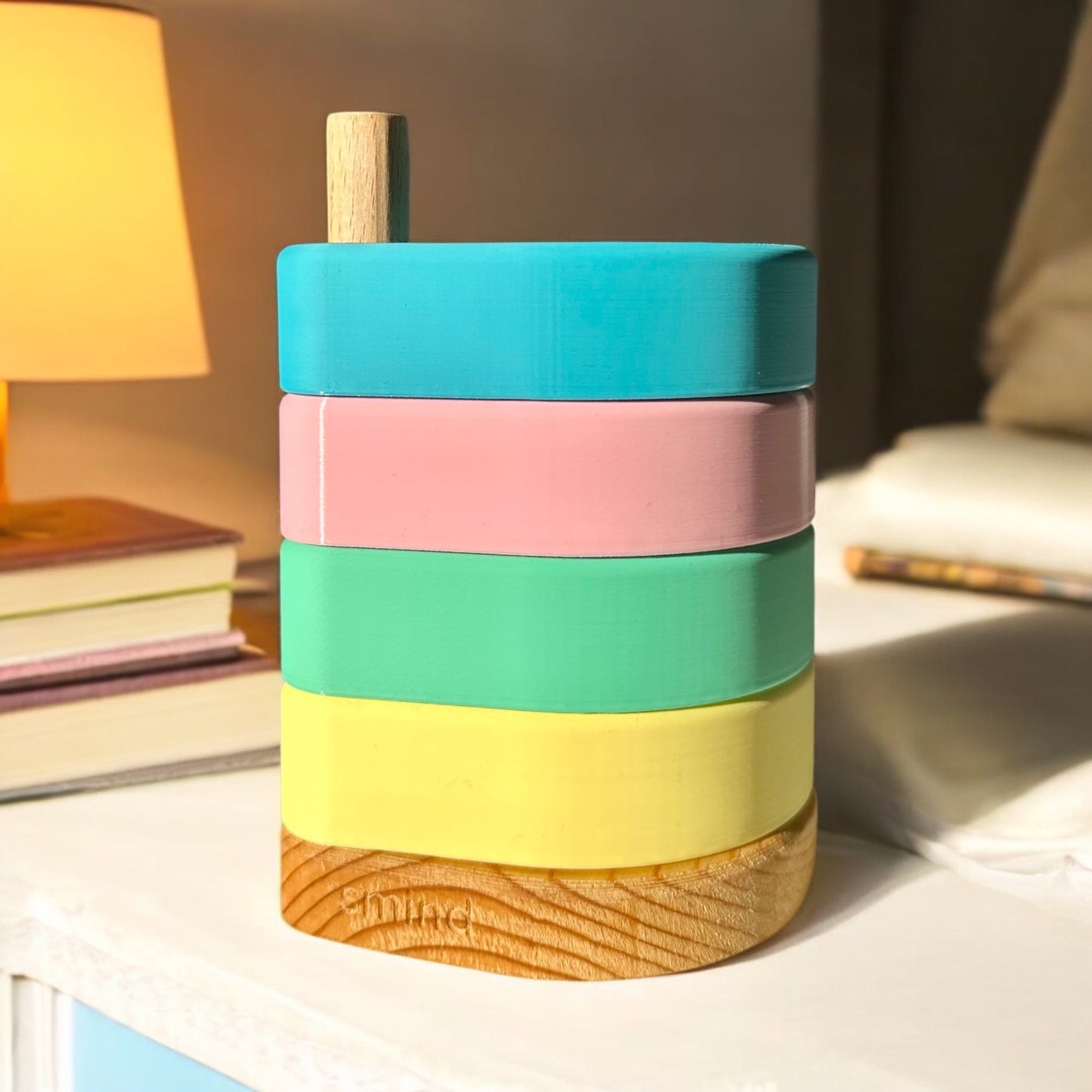 Çok Katlı Organizer Ahşap Tabanlı | Masaüstü Düzenleyici & Saklama Kutusu - Pastel Edition